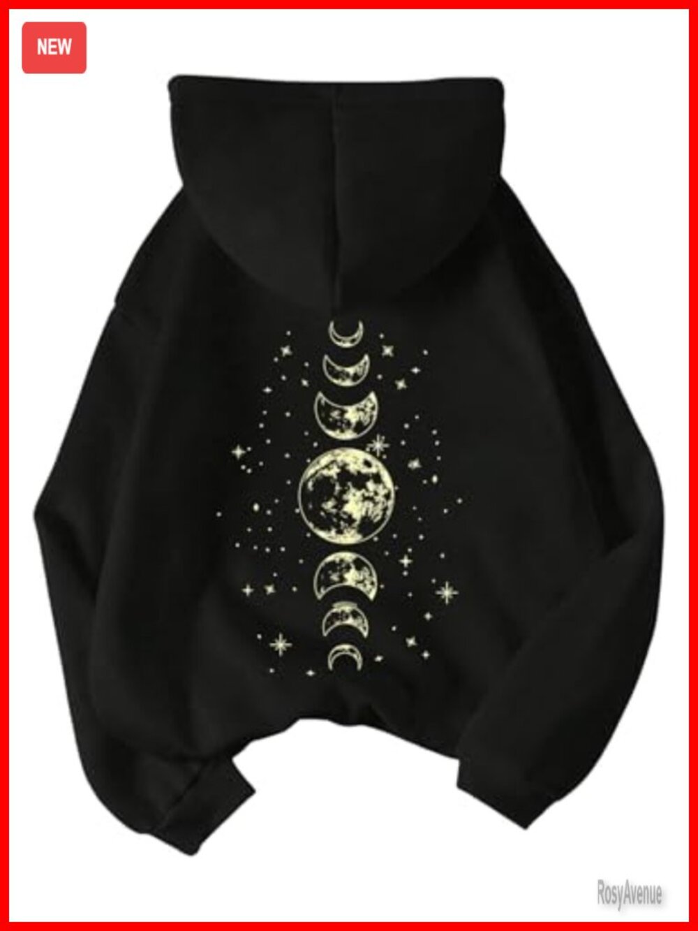 Women's Graphic Hoodie Moon Print Drawstring Pullover Sweatshirt